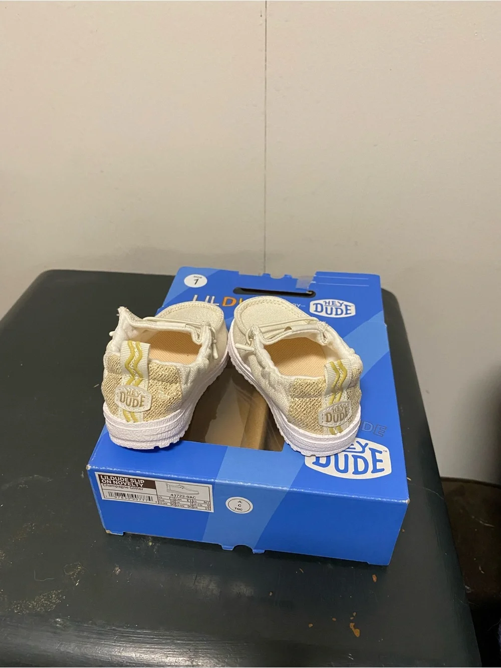 Hey Dude Lil Dude Metallic Cream Slip-On Baby Shoes